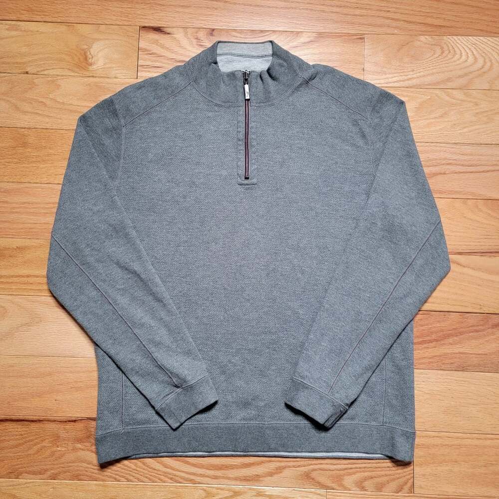 Tommy Bahama Quarter Zip Pullover Sweater Heather Gray Men's